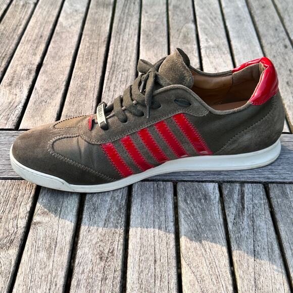 Dsquared2 Sneakers Men Size 44 EU 11 US Green Red Suede Canvas Shoes VGP - Picture 7 of 15